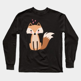 Love Hearts Fox Long Sleeve T-Shirt